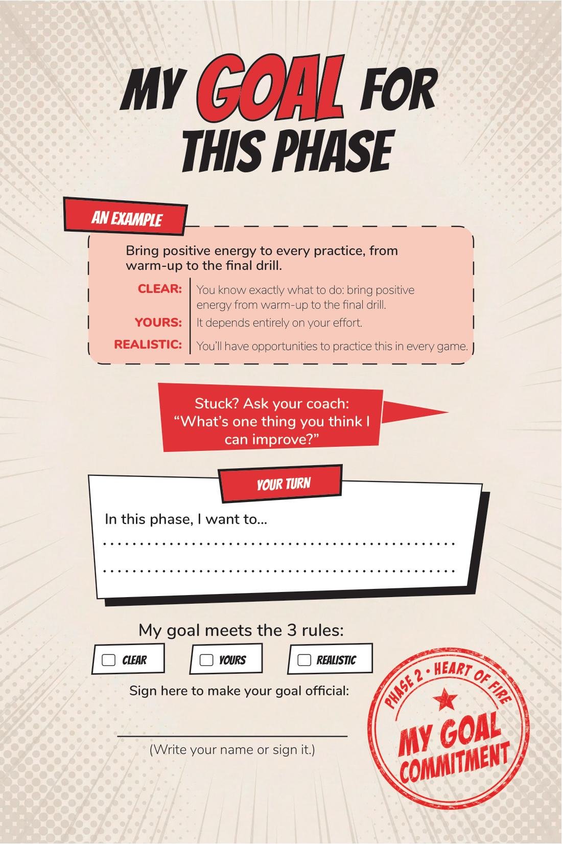 The goal — page from Soccer Training Journal